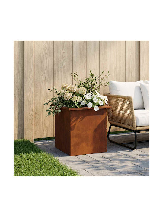 vidaXL Метална Кутия За Саксии Rusty 40x40x40см