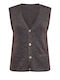 Celestino Women's Knitted Metallic Brown Vest