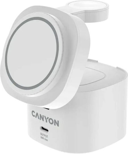 Canyon Kabelloses Handyladegerät (Qi Pad) 30W Stromlieferung Weiß
