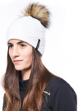 Pom Pom Beanie Damen Fleece Strickmütze in Weiß