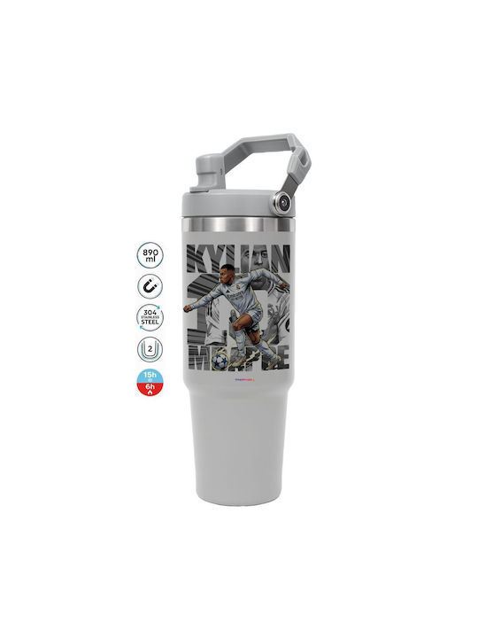 Koupakoupa Kylian Mbappe Frankreich Wasserflasche Rostfreier Stahl 888ml Graue