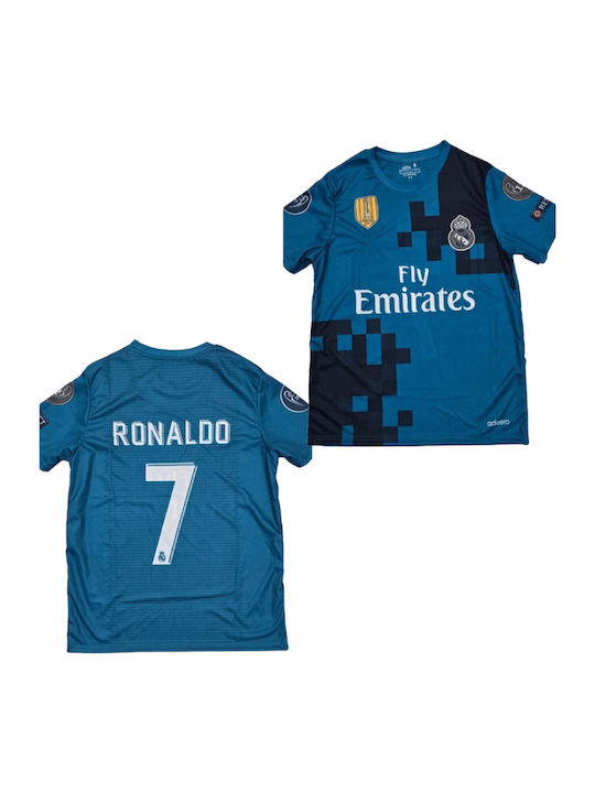 Φανέλα Ποδοσφαίρου C.ronaldo Real Madrid 2017-2018 Τιρκουάζ Balón De Oro Unisex Ab200
