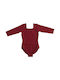 Kids' Ballet Bodysuit 3/4 Sleeve Burgundy