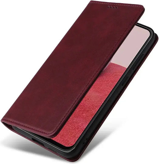Book Din Piele Artificială Burgundă (Motorola Edge 50)