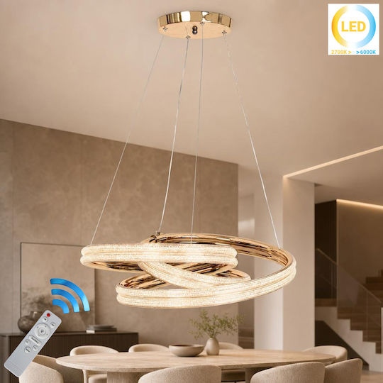 Keskor Κρεμαστό Φωτιστικό Χρυσό LED 55x55x15εκ.