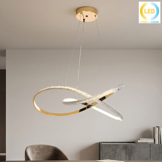 Keskor Κρεμαστό Φωτιστικό Χρυσό LED 70x70x15εκ.