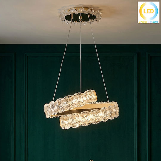Keskor Κρεμαστό Φωτιστικό Χρυσό LED 40x40x15εκ.