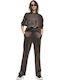 Damen Samt Hose in Gerade Bein Stil Leopard