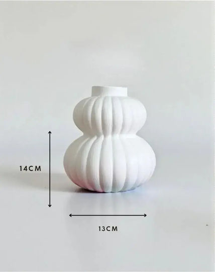SteweHome Vază Decorativă Din Plastic Albă Φ13xÎ14cm