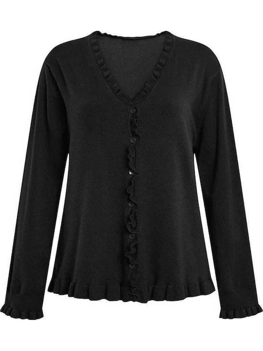 Celestino Strickjacke mit Volant Schwarz