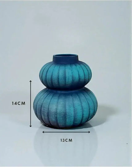 SteweHome Dekorative Vase Kunststoff Türkis Größe 13x14cm