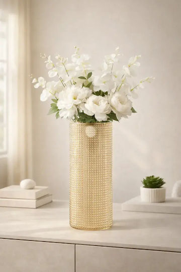 SteweHome Decorative Vase Crystal Diameter 10xHeight 30cm