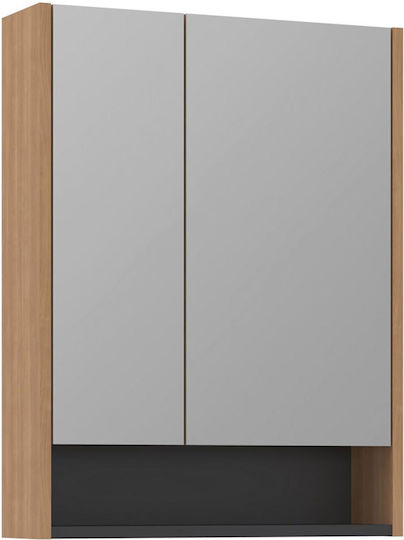 Hanah Home 785PNC1173 MDF Bathroom Mirror with Cabinet 60x16cm Brown