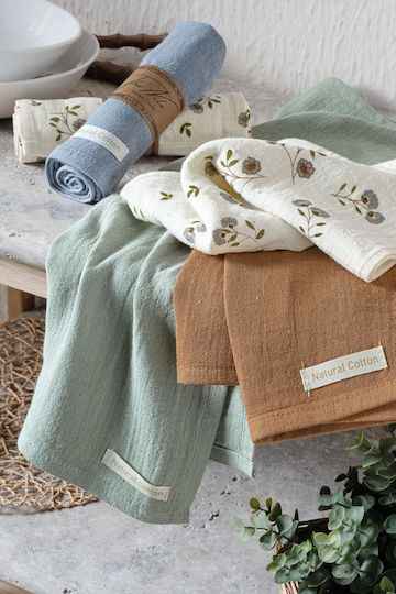 Rythmos Rythmos Küchentücher aus 100% Baumwolle in Beige Farbe 40x40cm 5 Stück