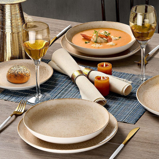 Cryspo Trio Beige Ceramic Dinnerware Set 40pcs
