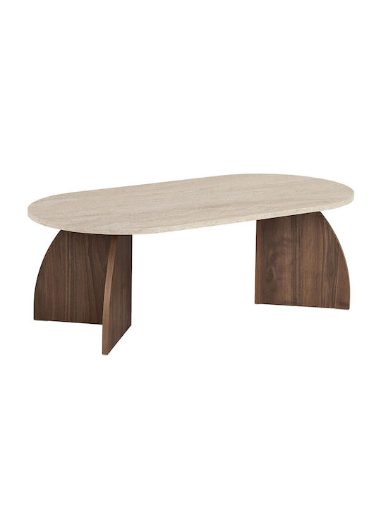 Oval Central Coffee Table Melina Wooden Travert...