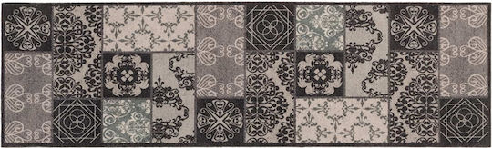 vidaXL Covoraș de Bucătărie cu Suport Antiderapant Negru Mozaic 150x45cm
