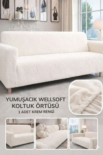 SteweHome Elastic Cover for Three Seater Sofa White 180x230cm