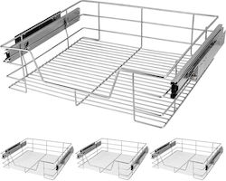 Set 4 Sliding Drawers Casaria Chrome Metal Universal Cabinets 60 Cm Width 57 X 14 X 44 Cm Silver