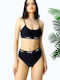 Set Bikini Sutien Sport & Șir De Caractere Negru
