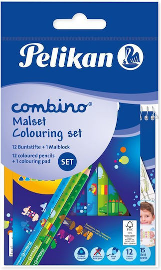 Pelikan Kinder Schreibwaren-Set mit Bleistift, Notizbuch und Buntstiften 12 Stück