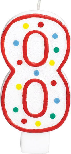 Amscan Number Candle Polka Dots Eight 8 13 Cm 1 Pc Universal