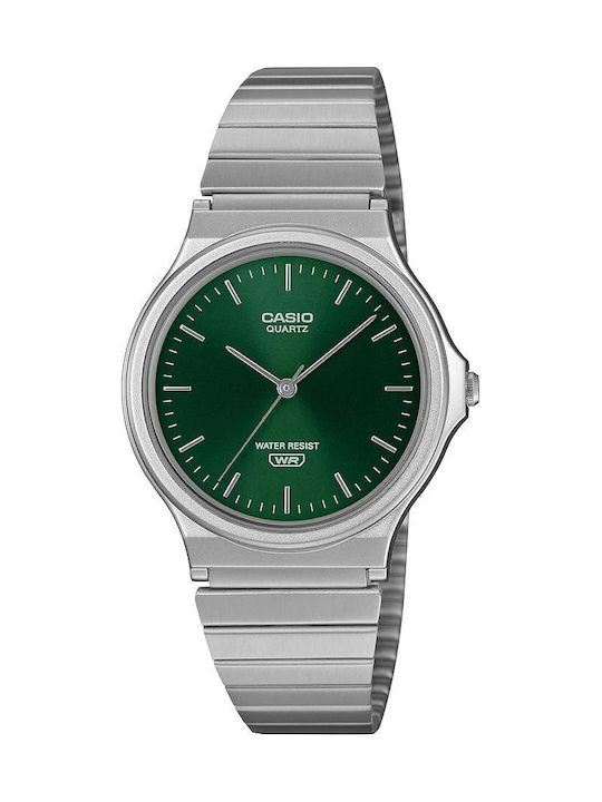 Casio Ανδρικό Ρολόι 36mm Μπαταρίας με Ασημί Ατσ...
