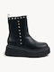 Schwarze Stiefeletten Damen Plattform mit Metallischen Nieten
