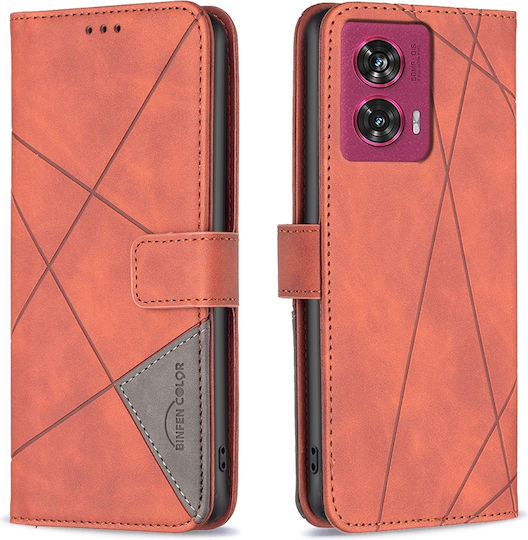 Binfen Color Motorola Edge 50 5g Fusion Leather Wallet Brown Mobile Phone Case