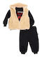 Kids Sweatpants Set With Top Blue-Ecru 3 Pieces