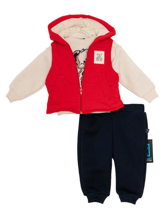 Kids Sweatpants Set With Top Red 3 Pieces