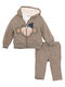 Kids Sweatpants Set With Jacket With Top Khaki 3 Pieces