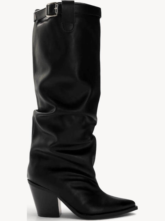 Schwarze Western Damenstiefel mit Schnalle und ...