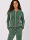 Women's Velvet Sweatshirt Cardigan Pale Mint