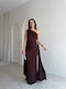 Summer Maxi Dress for Wedding Christening with Tulle Brown