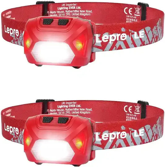 Lepro Wiederaufladbarer LED Kopf Taschenlampe IPX4 mit Maximaler Helligkeit 300 Lumen 2 Stück