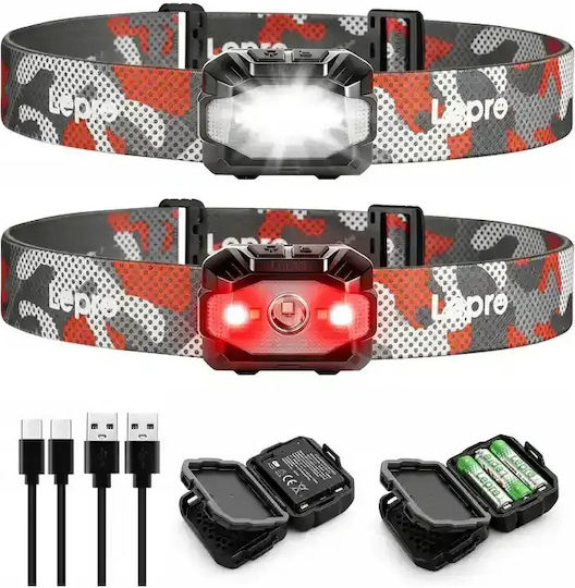 Lepro Wiederaufladbarer LED Kopf Taschenlampen IPX4 mit Maximaler Helligkeit 300lm 2Stücke