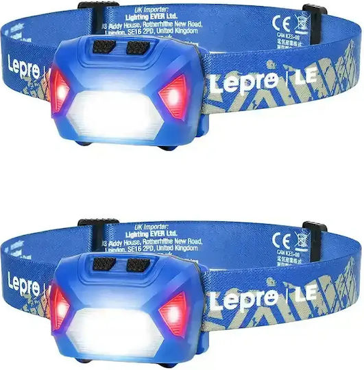 Lepro Wiederaufladbarer LED Kopf Taschenlampe IPX4 mit Maximaler Helligkeit 300lm 2 Stück