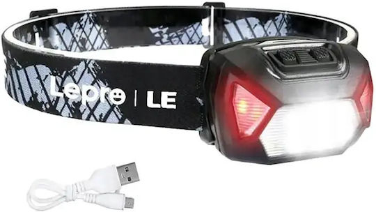 Lepro Wiederaufladbarer LED Kopf Taschenlampe IPX4 mit Maximaler Helligkeit 300lm