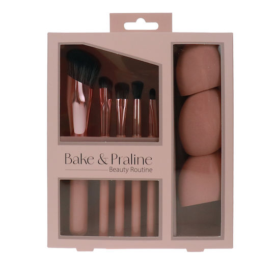 Bake & Praline Set Mit Make-up Pinsel & Schwämme Für Stiftung 5 Stück