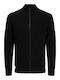 Herren Gestrickte Fleecejacke Schwarz