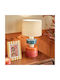 Fiva Ceramic Vintage Table Lamp for E27 Fitting with Beige Shade and Pink Base