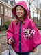 Waterproof Kids Casual Jacket Short Hooded Pink