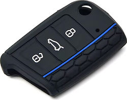 Husă pentru Cheie din Silicon 3 Butoane Seat Skoda VW Negru Albastru Husă pentru Cheie din Silicon 3 Butoane Seat Skoda VW Negru Albastru