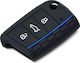 Silicone Key Case 3 Buttons Seat Skoda VW Black Blue