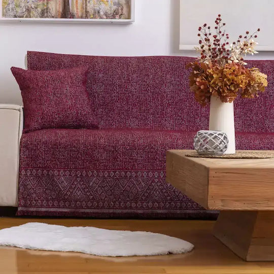 Borea Ριχτάρι Πολυθρόνας Chenille 180x180εκ. Μπορντώ