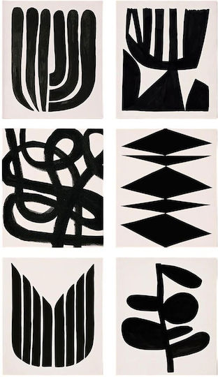 Canvas Painting Art Set 6 Pieces 651mrt2266 20x30cm Black White Wallity Vertical Canvas
