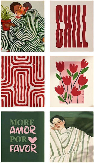 Canvas Painting Art Set 6 Pieces 651mrt2264 20x30cm Multi Wallity Vertical Canvas