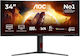 AOC CU34G4CA Ultrawide VA HDR Gebogener Spiele-Monitor 34" QHD 3440x1440 180Hz mit Reaktionszeit 1ms GTG