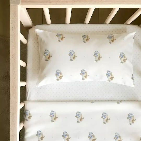 Borea Set Baby Crib Sheets Cotton Woodencar Light Blue 120x160cm